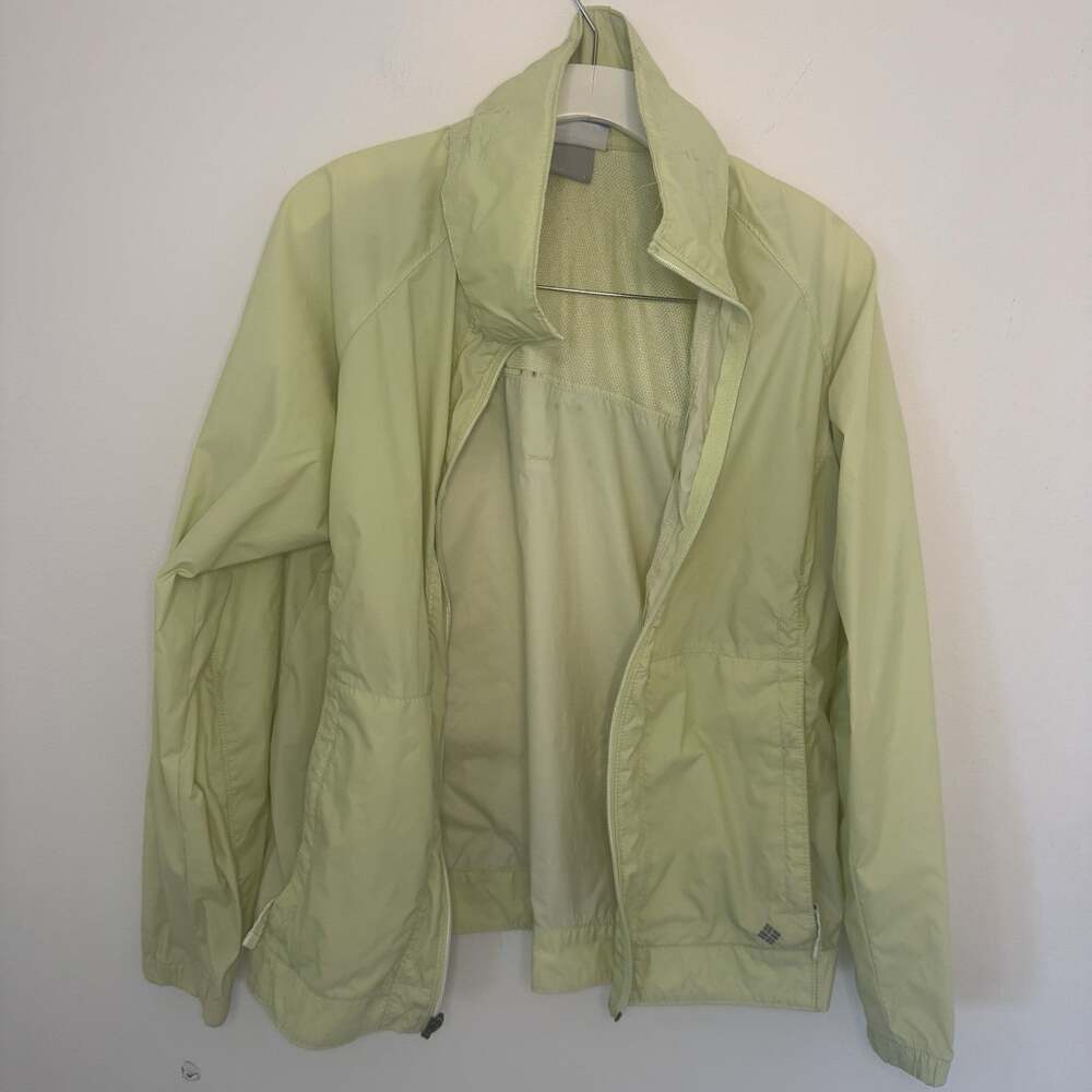 Columbia Women’s L Light Green Nylon Windbreaker Jacket Mesh Lined Full Zip
